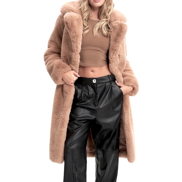 Noize Jackets & Blazers - Savannah Maxi Vegan Fur Coat
